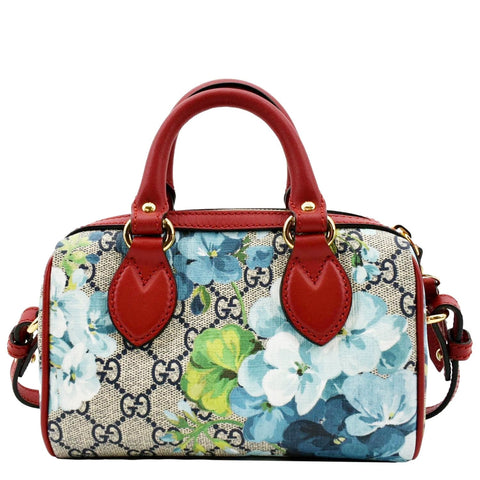 GUCCI Mini Blooms GG Supreme Canvas Top Handle Crossbody Bag Red 546312