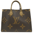 LOUIS VUITTON Onthego MM Giant Monogram Canvas Tote Shoulder Bag Brown