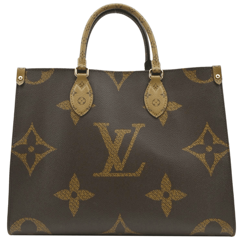 LOUIS VUITTON Onthego MM Giant Monogram Canvas Tote Shoulder Bag Brown