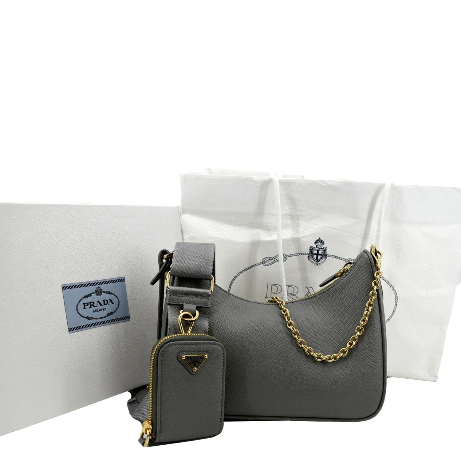 White Prada Re-edition 2005 Saffiano Leather Bag
