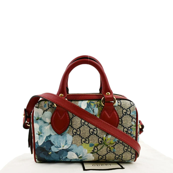 GUCCI Mini Blooms GG Supreme Canvas Top Handle Crossbody Bag Red 546312