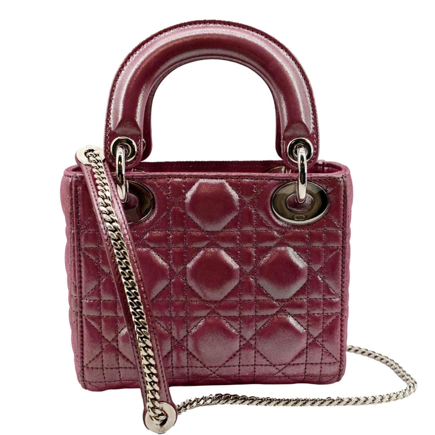 Christian Dior Mini Lady Dior Pearlescent Cannage Lambskin Shoulder Bag