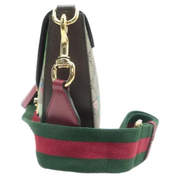 GUCCI Padlock Tian Print GG Supreme Canvas Shoulder Bag Navy Blue 453189