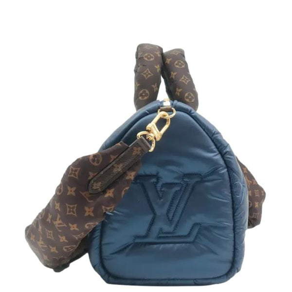 LOUIS VUITTON Speedy 25 Bandouliere Monogram Nylon Shoulder Bag Navy Blue