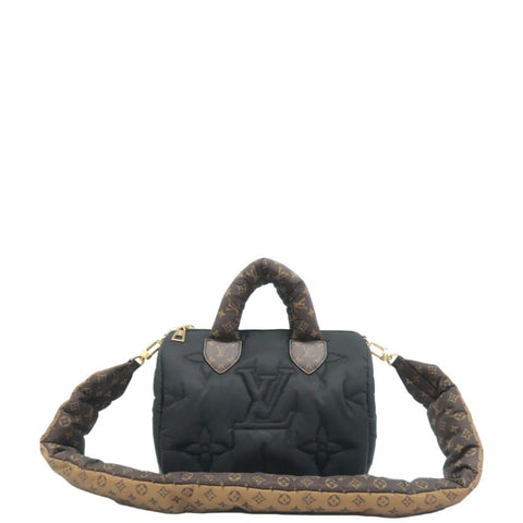 LOUIS VUITTON Speedy 25 Bandouliere Monogram Nylon Shoulder Bag Black
