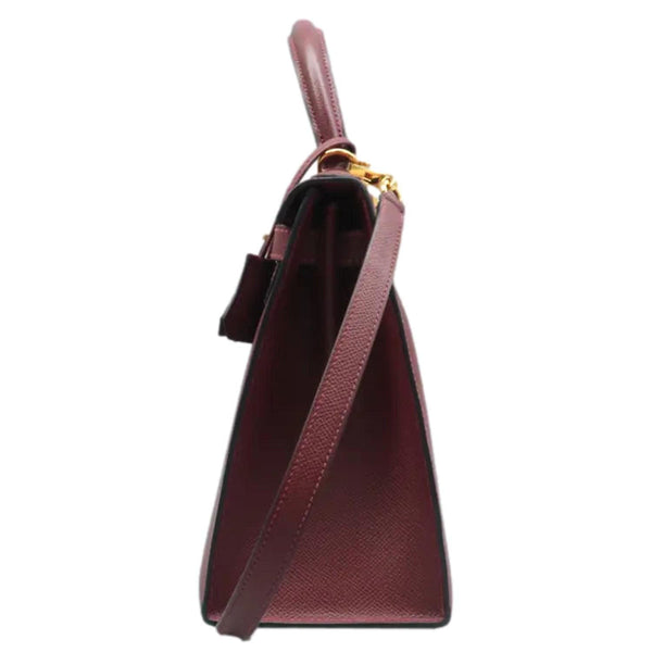 HERMES Kelly 28 Togo Leather Shoulder Bag Red