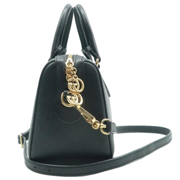GUCCI Ophidia GG Web Leather Top Handle Shoulder Bag Black 524532