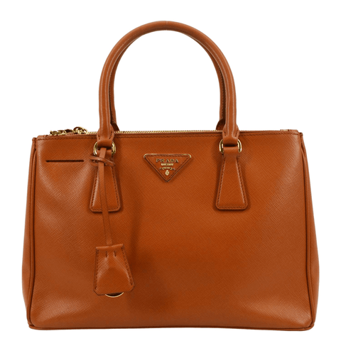 PRADA Galleria Double-Zip Saffiano Leather Tote Bag Orange