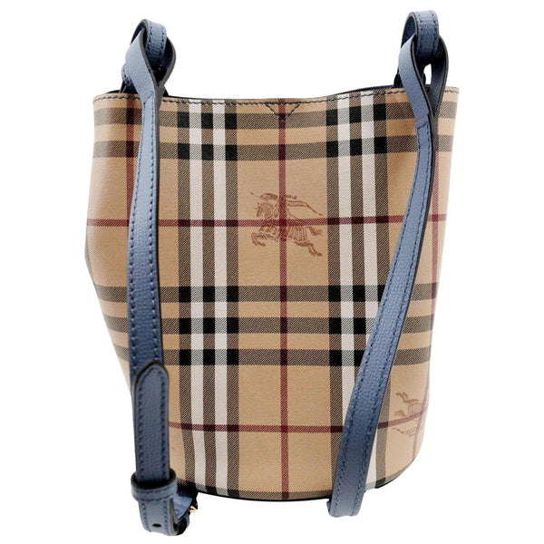 BURBERRY Bucket Haymarket Check Canvas Crossbody Bag Beige