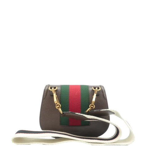 GUCCI Jeweled Heart Leather Totem Crossbody Bag Brown 500756