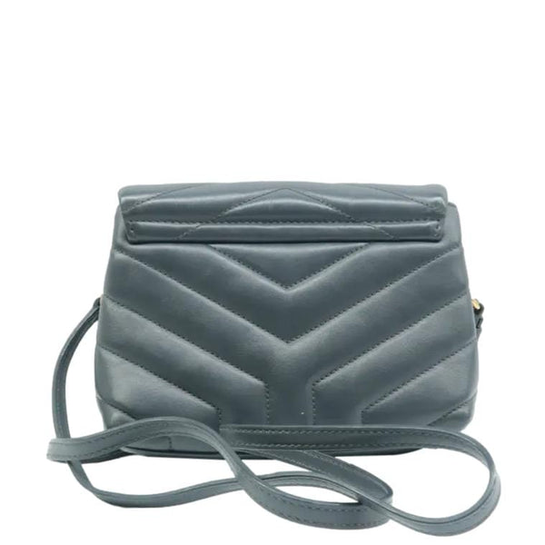 YVES SAINT LAURENT Loulou Toy Leather Crossbody Bag Grey