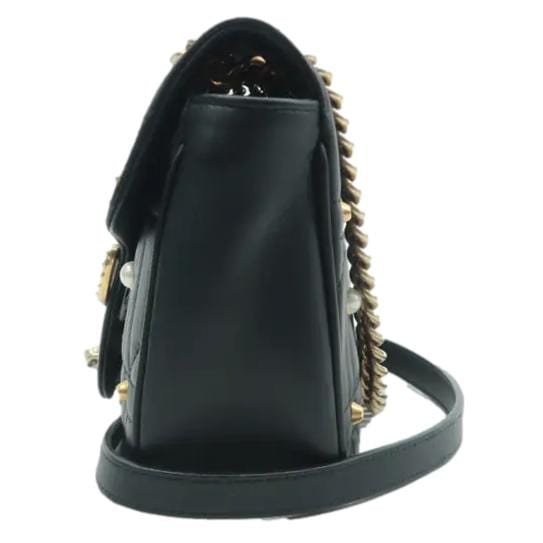 GUCCI GG Marmont Leather Shoulder Bag Black 443497
