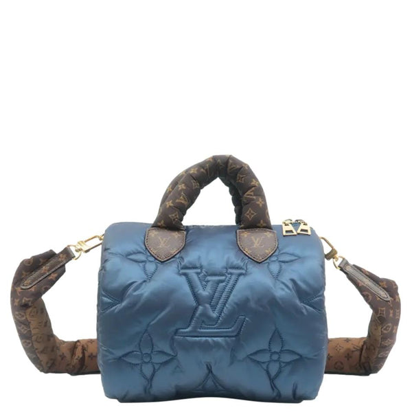 LOUIS VUITTON Speedy 25 Bandouliere Monogram Nylon Shoulder Bag Navy Blue