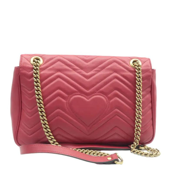 GUCCI GG Marmont Medium Matelasse Shoulder Bag Red 443496