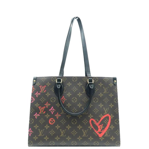 LOUIS VUITTON  Fall In Love Onthego MM Monogram Canvas Tote Shoulder Bag Black