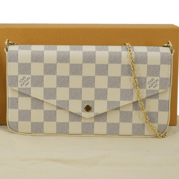 LOUIS VUITTON Felicie Pochette Damier Azur Crossbody Bag White