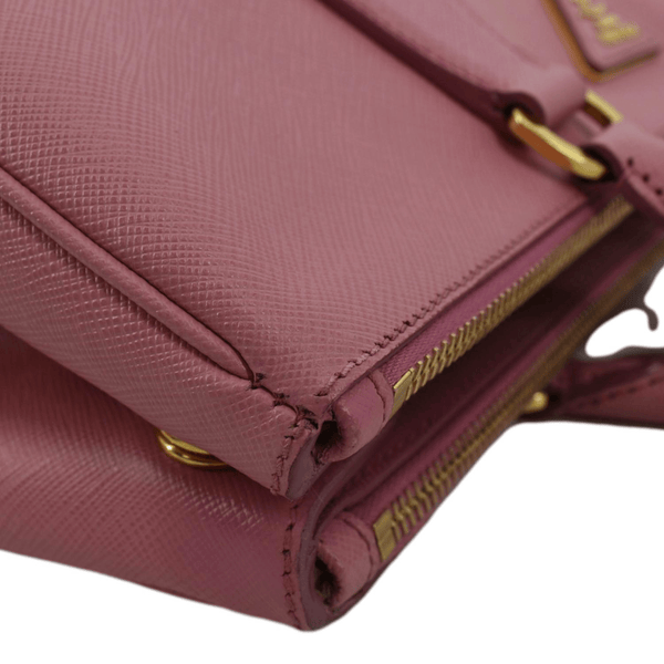 PRADA Galleria Double-Zip Medium Saffiano Leather Tote Bag Pink