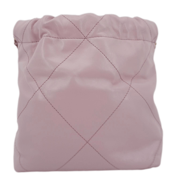 CHANEL 22 Mini Shiny Calfskin Leather Chain Crossbody Bag Pink