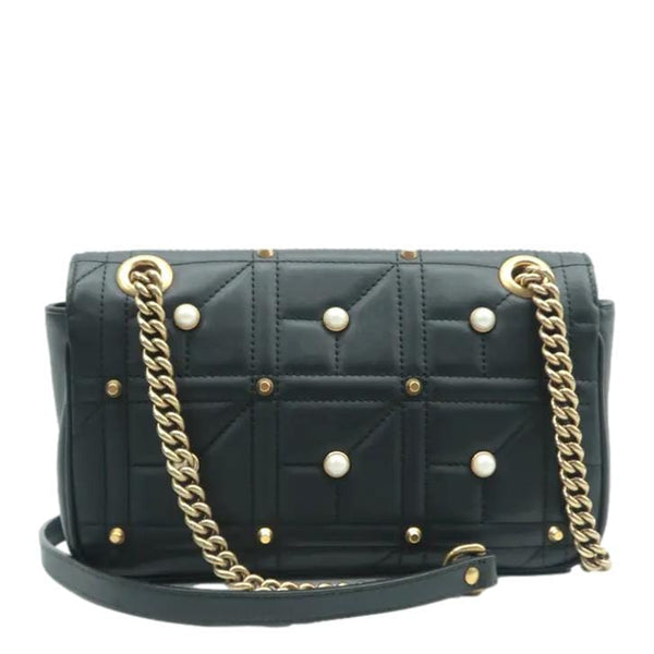 GUCCI GG Marmont Leather Shoulder Bag Black 443497