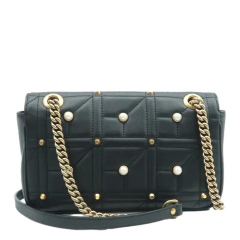 GUCCI GG Marmont Leather Shoulder Bag Black 443497