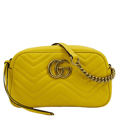 GUCCI GG Marmont Small Matelasse Leather Crossbody Bag Yellow 447632