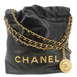 CHANEL 22 Mini Shiny Calfskin Leather Chain Crossbody Bag Black