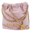 CHANEL 22 Mini Shiny Calfskin Leather Chain Crossbody Bag Pink