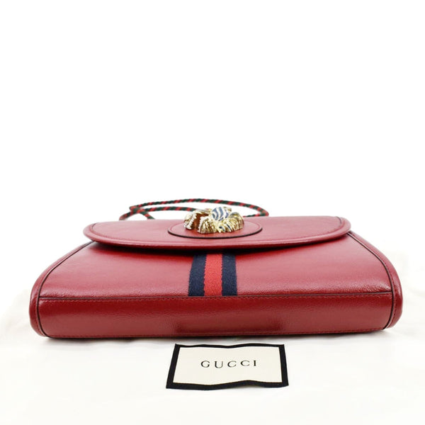 GUCCI Rajah Small Web Leather Shoulder Bag Red 570145