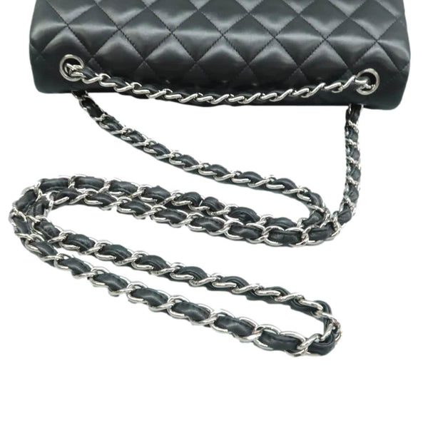 CHANEL Jumbo Classic Double Flap Quilted Leather Shoulder Bag Black