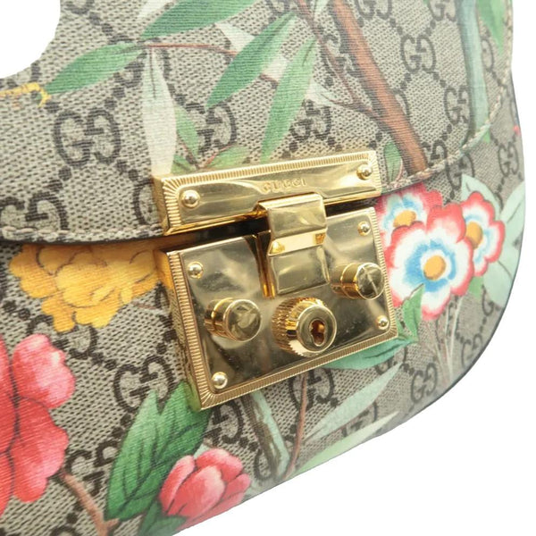 GUCCI Padlock Tian Print GG Supreme Canvas Shoulder Bag Navy Blue 453189