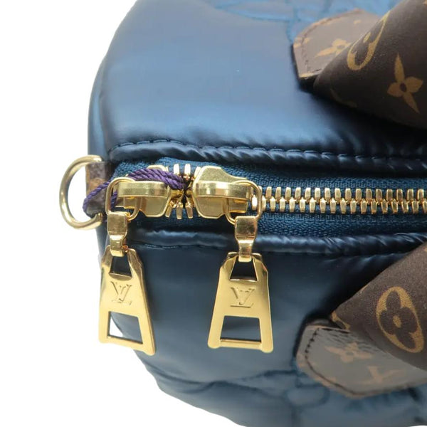 LOUIS VUITTON Speedy 25 Bandouliere Monogram Nylon Shoulder Bag Navy Blue