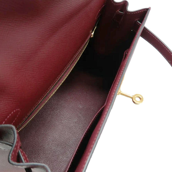 HERMES Kelly 28 Togo Leather Shoulder Bag Red