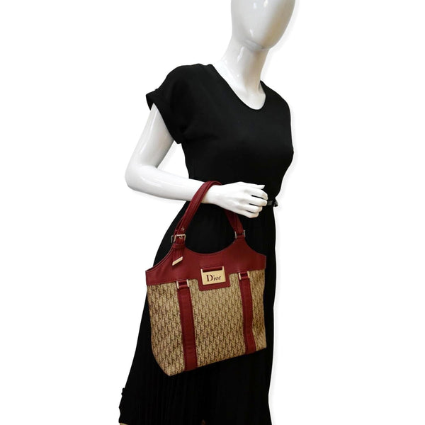 CHRISTIAN DIOR Street Chic Trotter Monogram Canvas Tote Bag Brown
