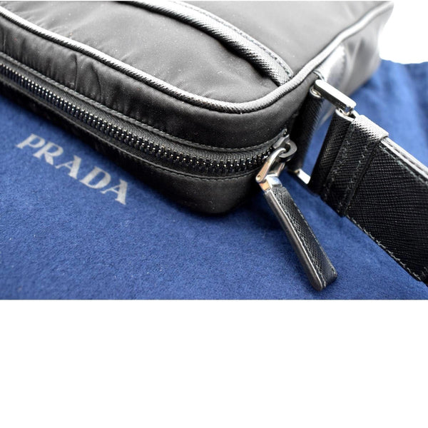 PRADA Re-Nylon Saffiano Leather Crossbody Bag Black