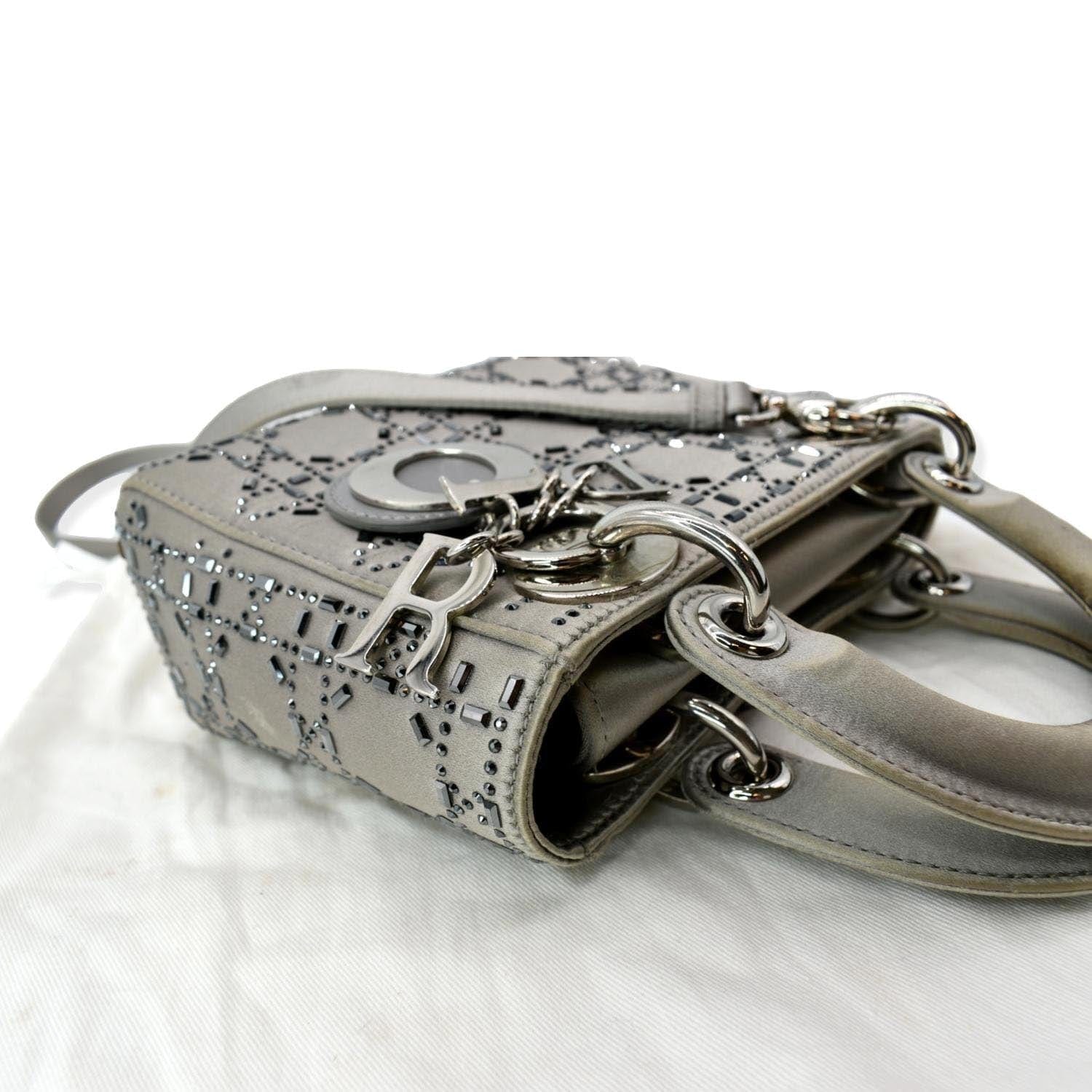 Crystal Embellished Satin And Leather Mini-pouch