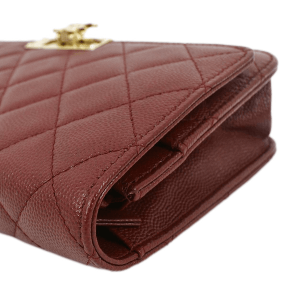 CHANEL Golden Class Quilted Caviar Leather Wallet on Chain Bag Maroon