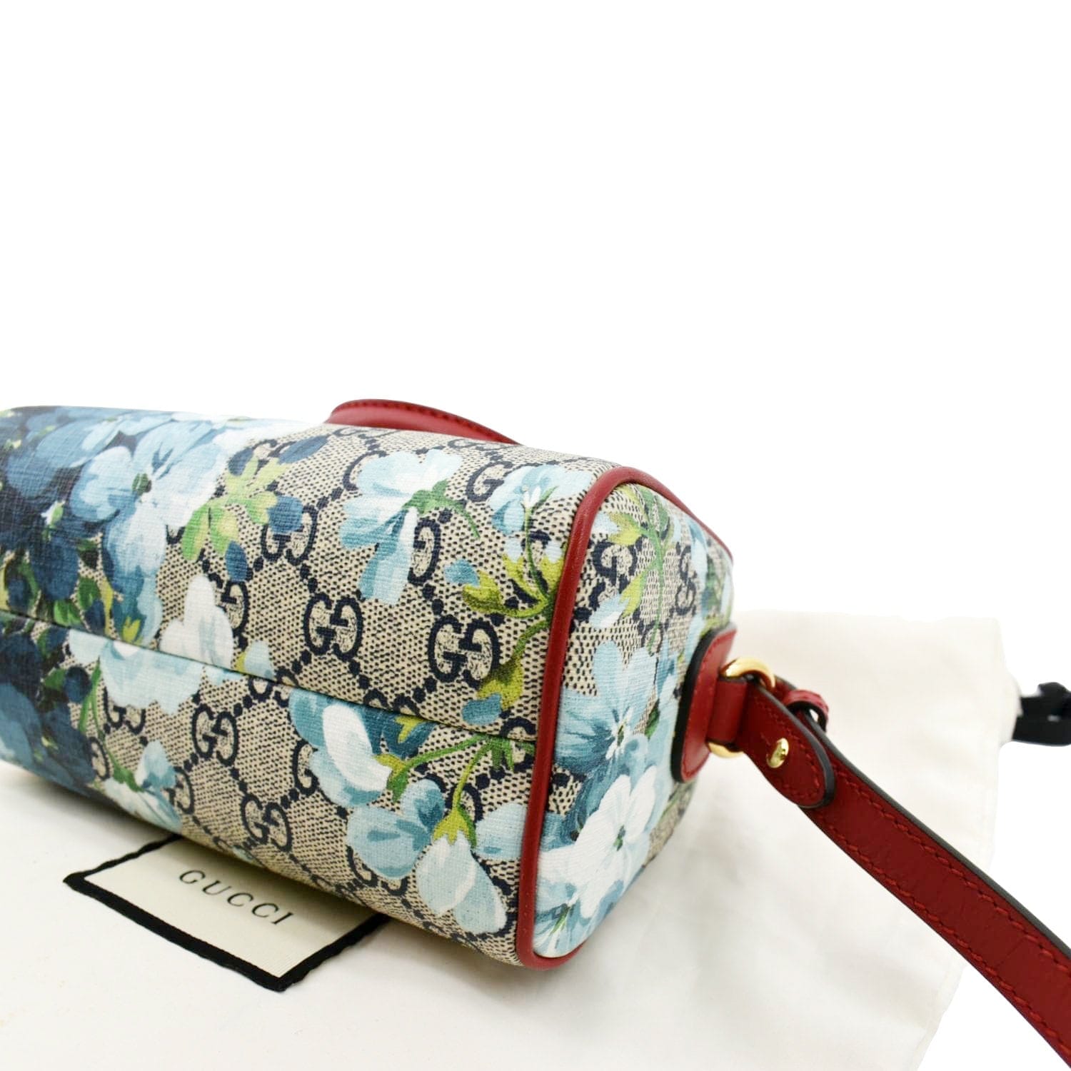 GUCCI Mini Blooms GG Supreme Canvas Top Handle Crossbody Bag Red 54631