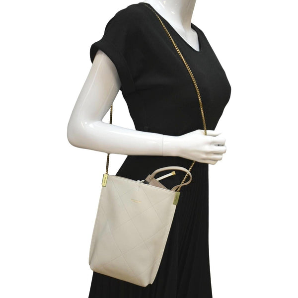 YVES SAINT LAURENT Suzanne Chain Leather Shoulder Bag White