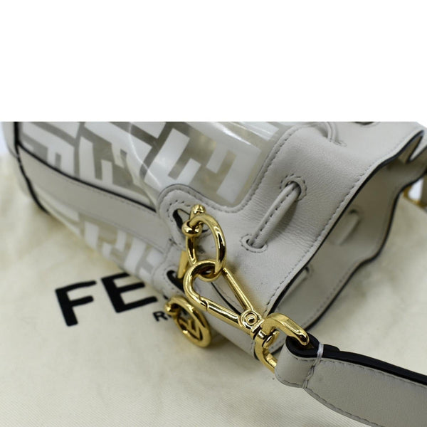 FENDI mini Mon Tresor Drawstring FF PVC Leather Bucket Bag White
