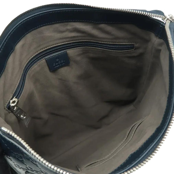 GUCCI Courrier Zip GG Leather Messenger Bag Blue 406408