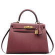 HERMES Kelly 28 Togo Leather Shoulder Bag Red