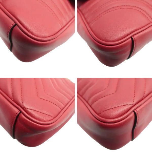 GUCCI GG Marmont Medium Matelasse Shoulder Bag Red 443496