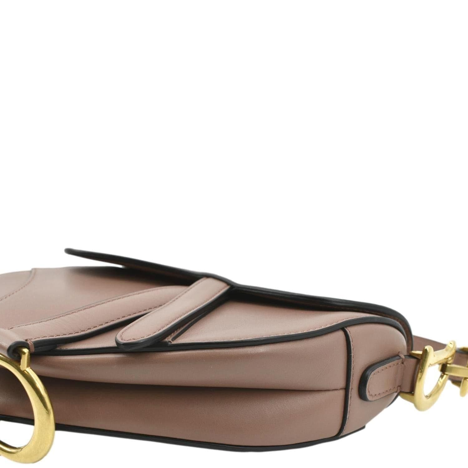 CHRISTIAN DIOR Saddle Grained Calfskin Leather Shoulder Bag Beige