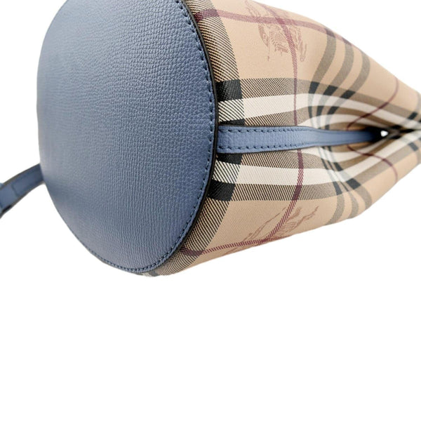 BURBERRY Bucket Haymarket Check Canvas Crossbody Bag Beige