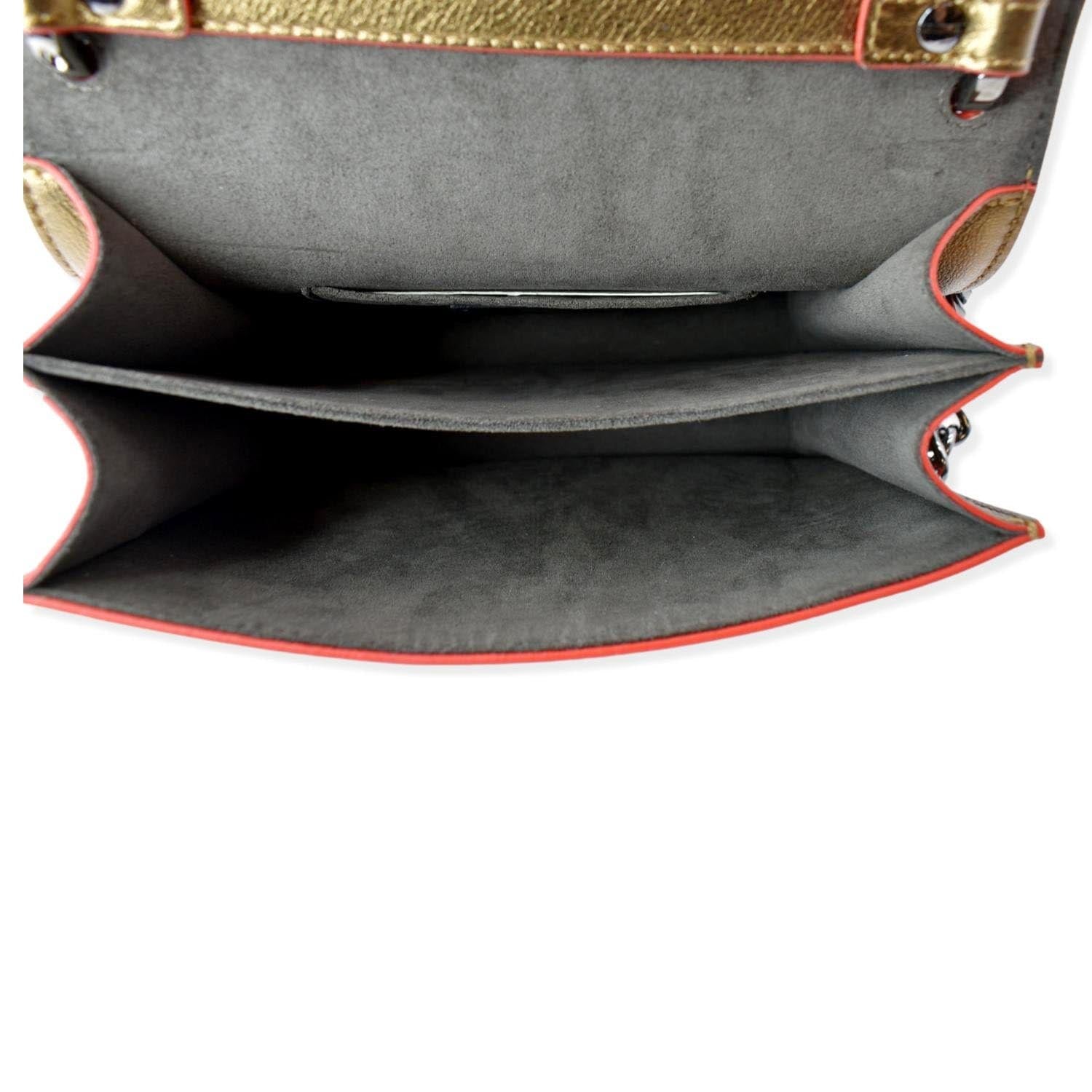 FENDI triplet studs clutch bag pouch calfskin leather black gold