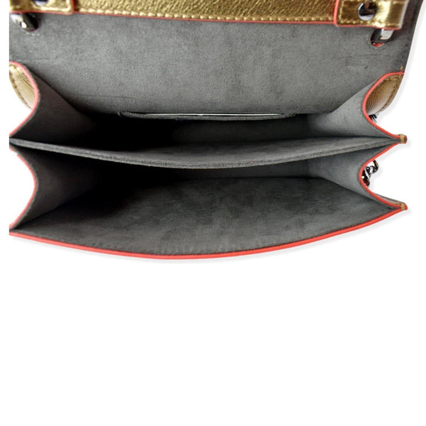 FENDI Kan I Small Studded Metallic Leather Chain Shoulder Bag Gold