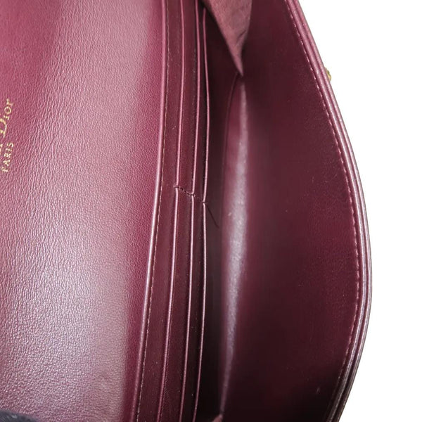 CHRISTIAN DIOR Burgundy leather tote bag with gold logo