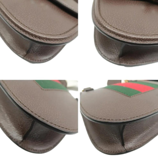 GUCCI Jeweled Heart Leather Totem Crossbody Bag Brown 500756