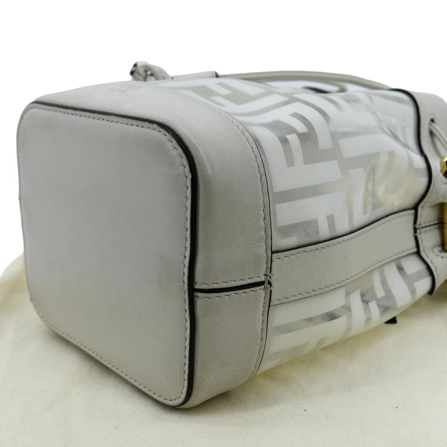 Fendi White Zucca PVC and Leather Mini Mon Tresor Drawstring