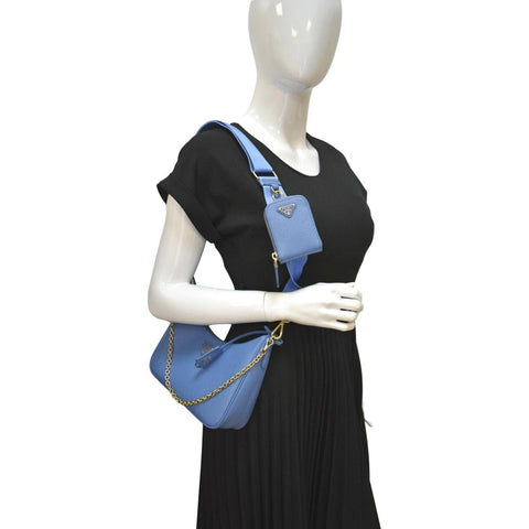 PRADA Re-Edition 2005 Saffiano Leather Shoulder Bag Blue